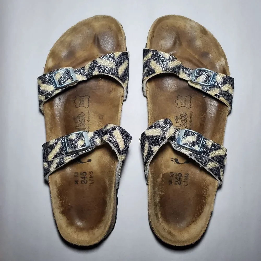 Birkis Tahiti Beaded Double Strap Sandals Size 38 (7-7.5)